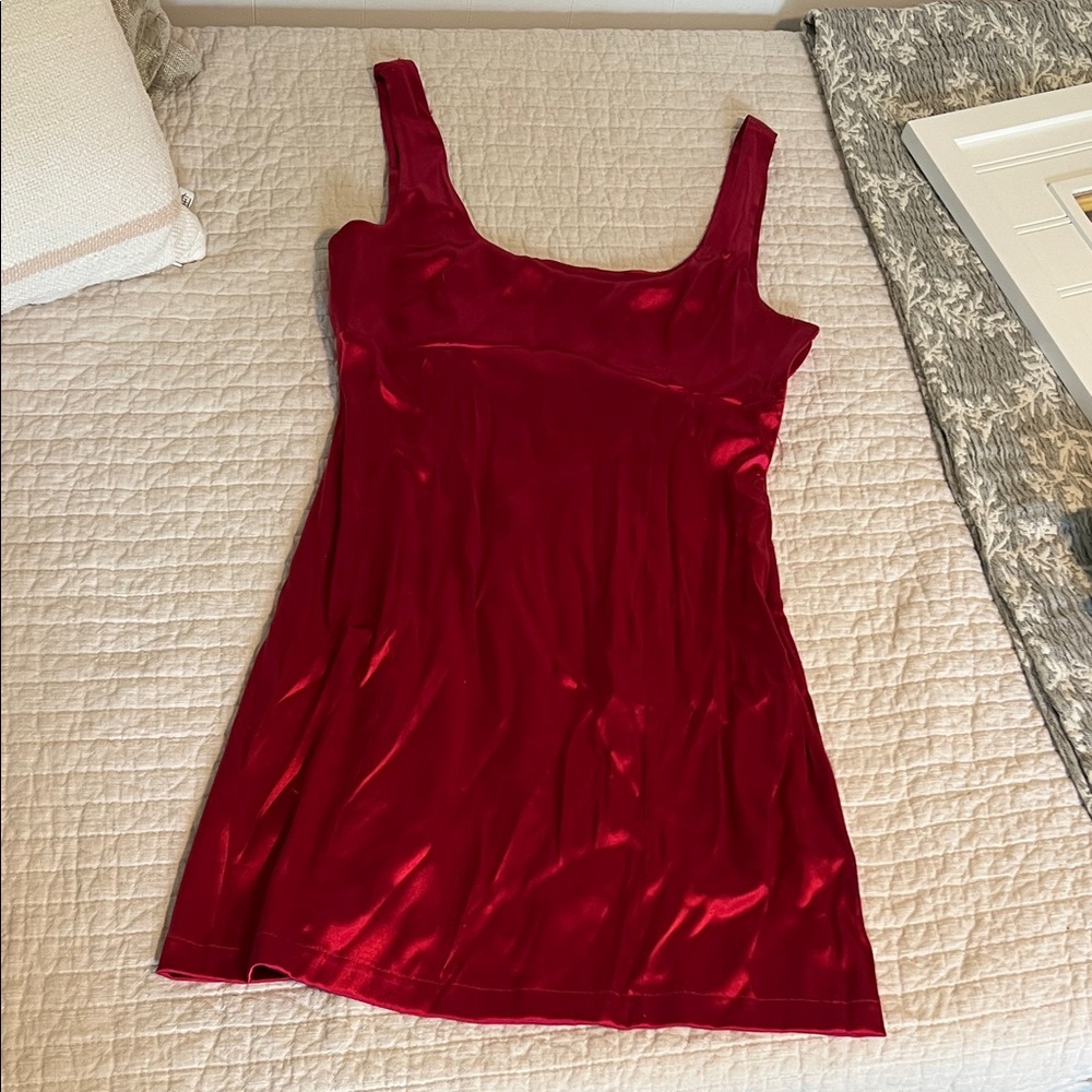 Maeve Vibrant Red Satin Dress